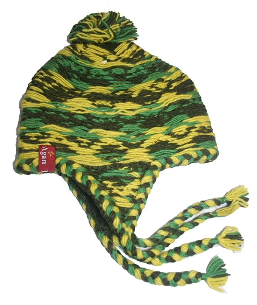 1408 Unisex Wool Knit Fleece Multicolored Thick Chunky Cable Warm Beanie Pom Hat