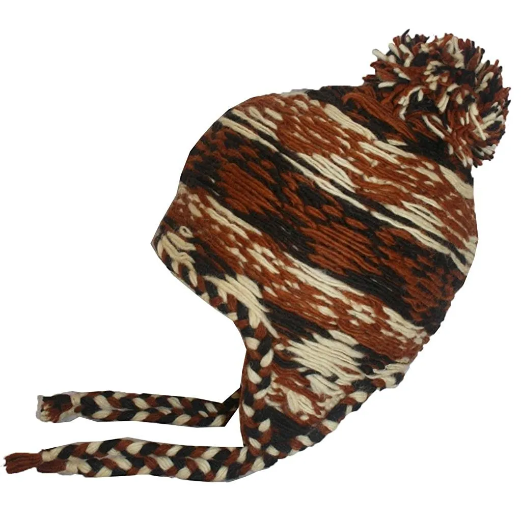 1408 Unisex Wool Knit Fleece Multicolored Thick Chunky Cable Warm Beanie Pom Hat
