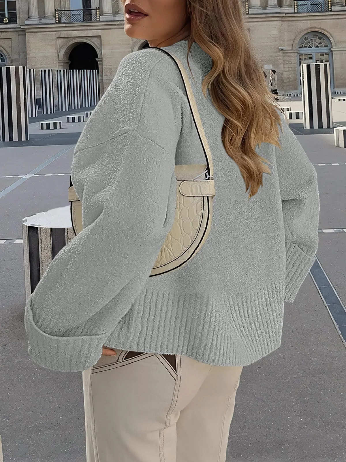 ANRABESS Women's Oversized Crewneck Long Sleeve Fuzzy Knit Casual Chunky Warm 2024 Fall Pullover Sweaters Top Trendy Outfits