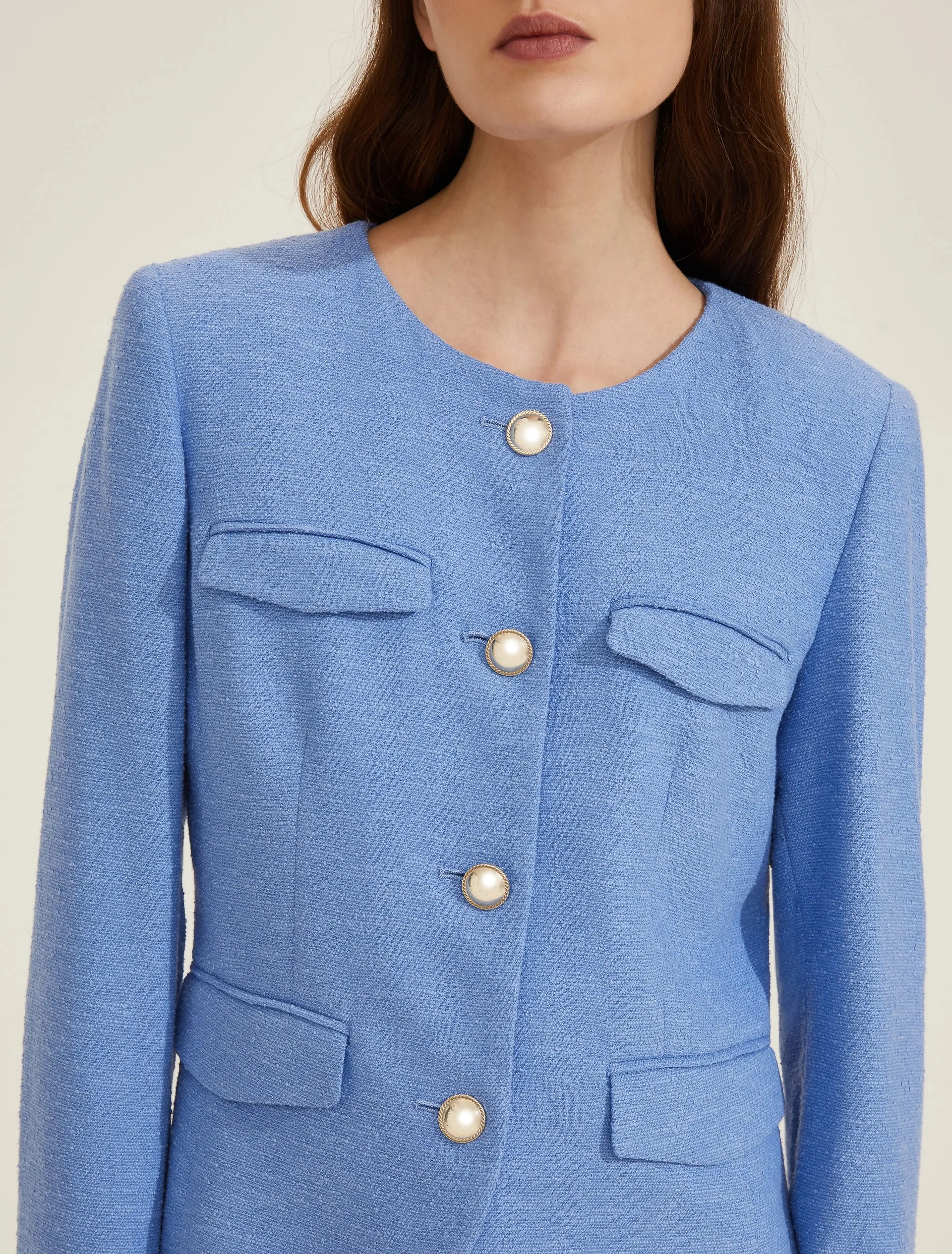 Basketweave Jacket - Light blue