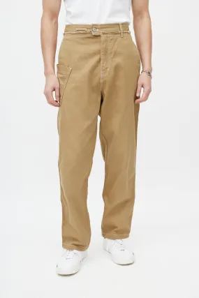 Beige Contrast Stitch Trouser