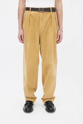 Beige Corduroy Straight Leg Trouser