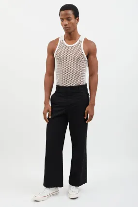 Black Wool Straight Leg Trouser