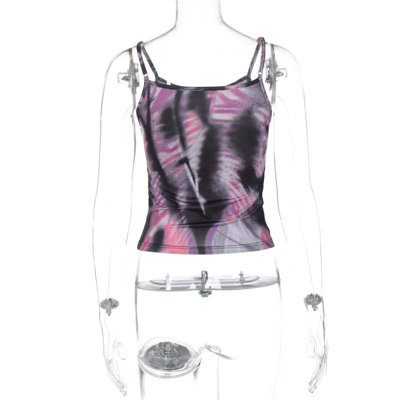 Body pattern contrast backless cami top cyberpunk Sci-Fi Fashion