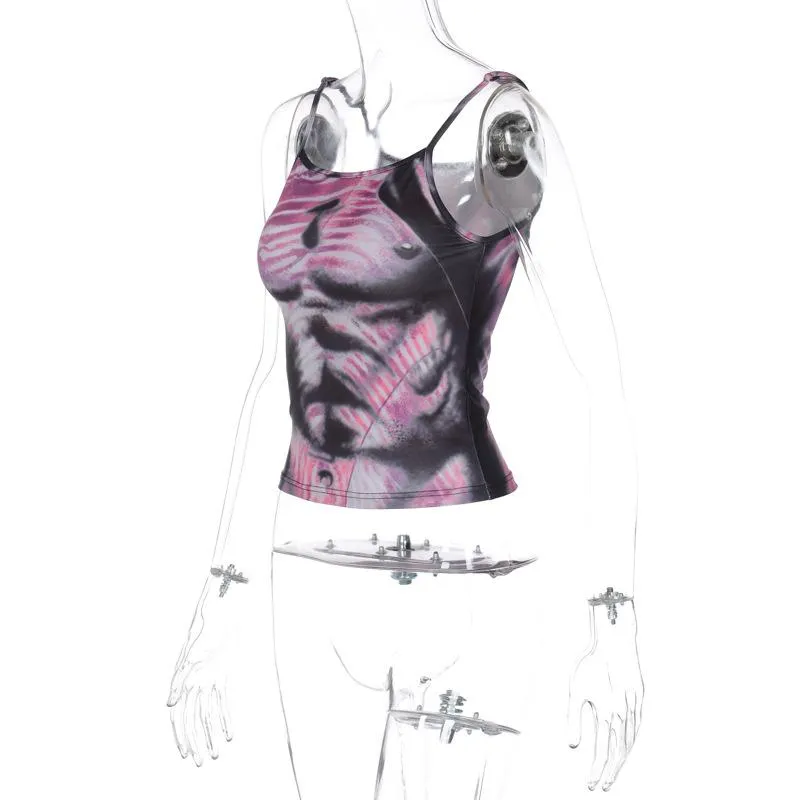 Body pattern contrast backless cami top cyberpunk Sci-Fi Fashion