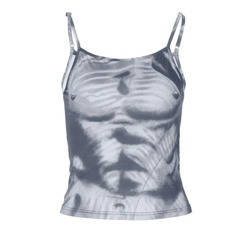 Body pattern contrast backless cami top cyberpunk Sci-Fi Fashion