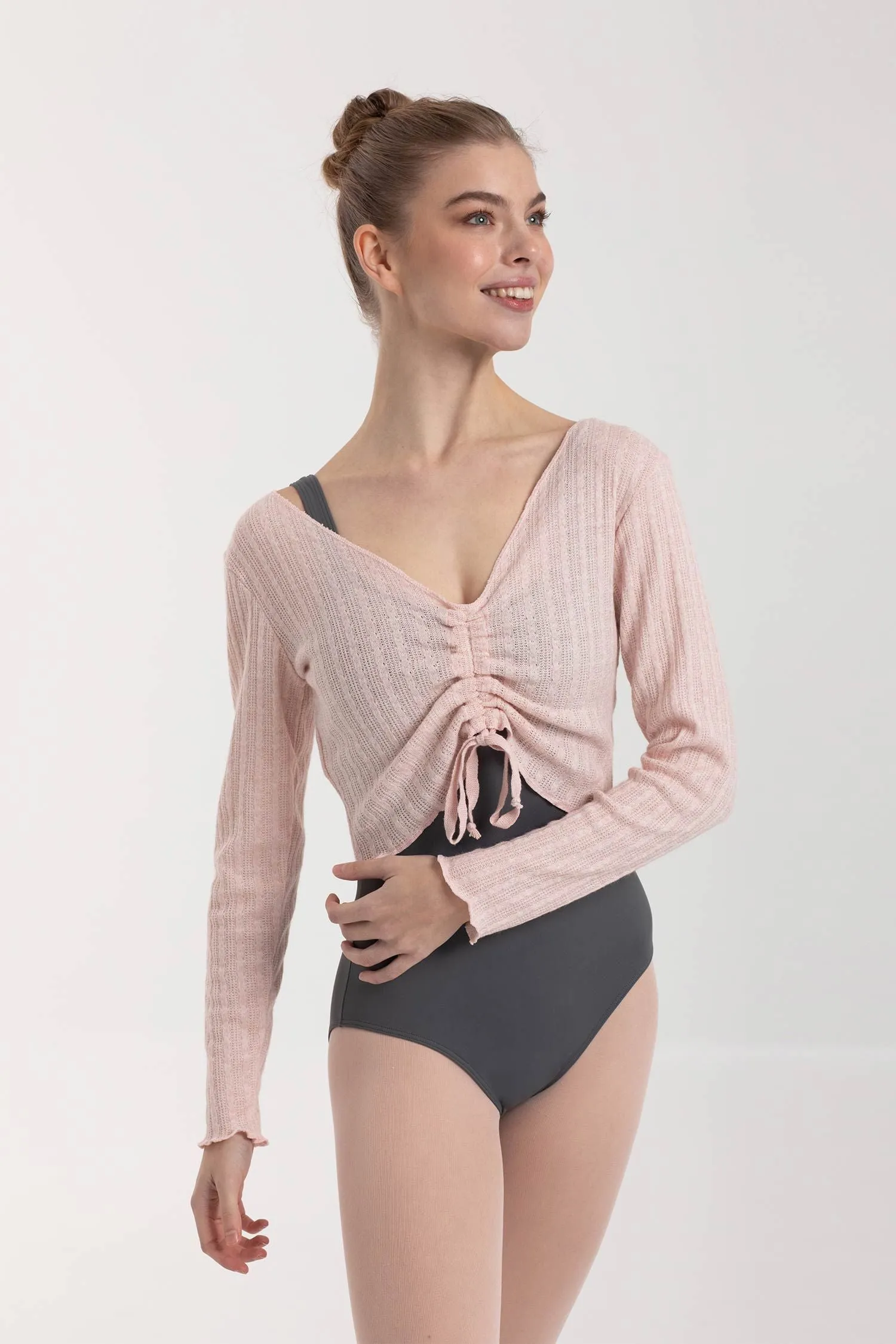 Brianna Gathered Long Sleeve Knit Top - 6598