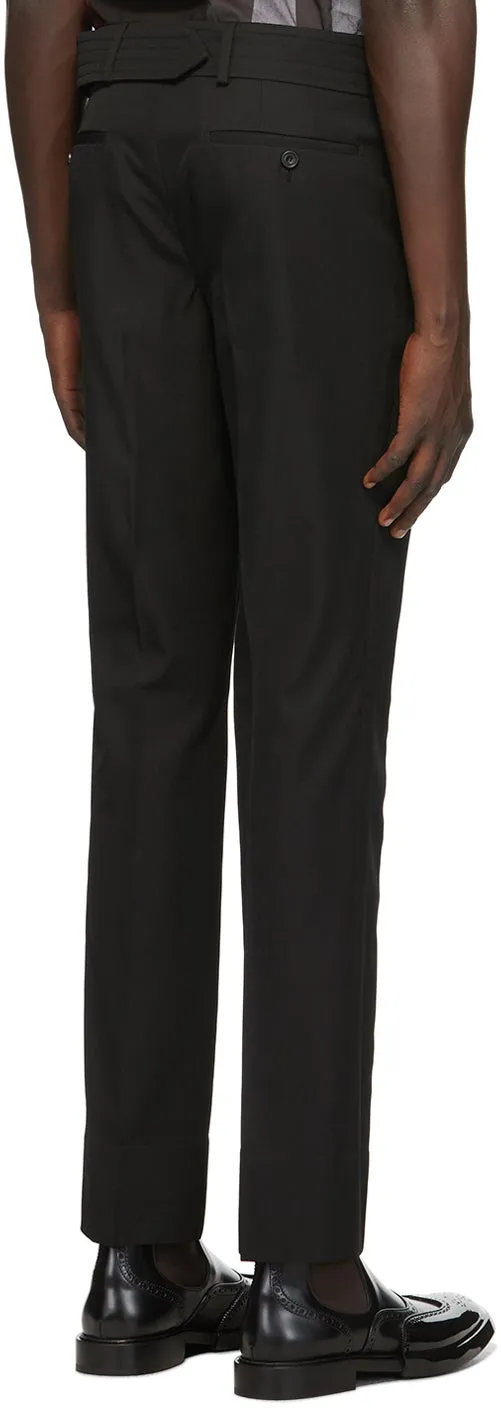 Burberry Black Wool Belted Trousers