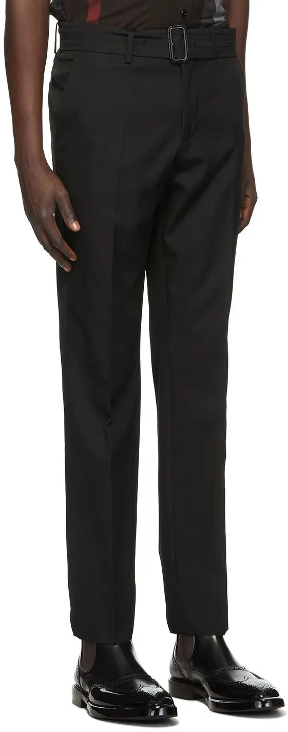 Burberry Black Wool Belted Trousers
