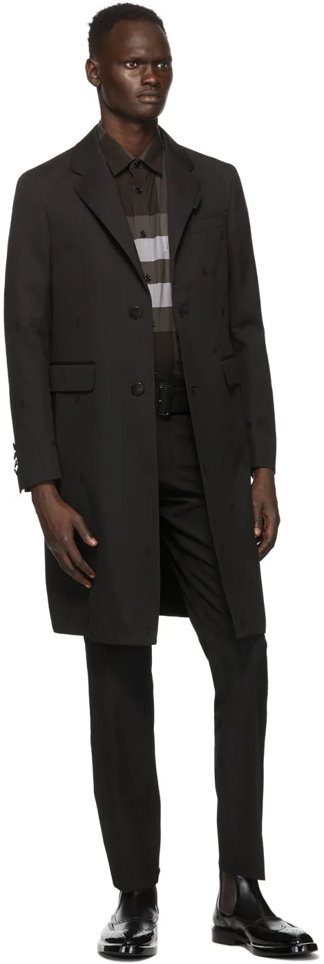 Burberry Black Wool Belted Trousers