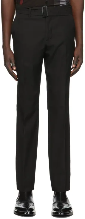 Burberry Black Wool Belted Trousers