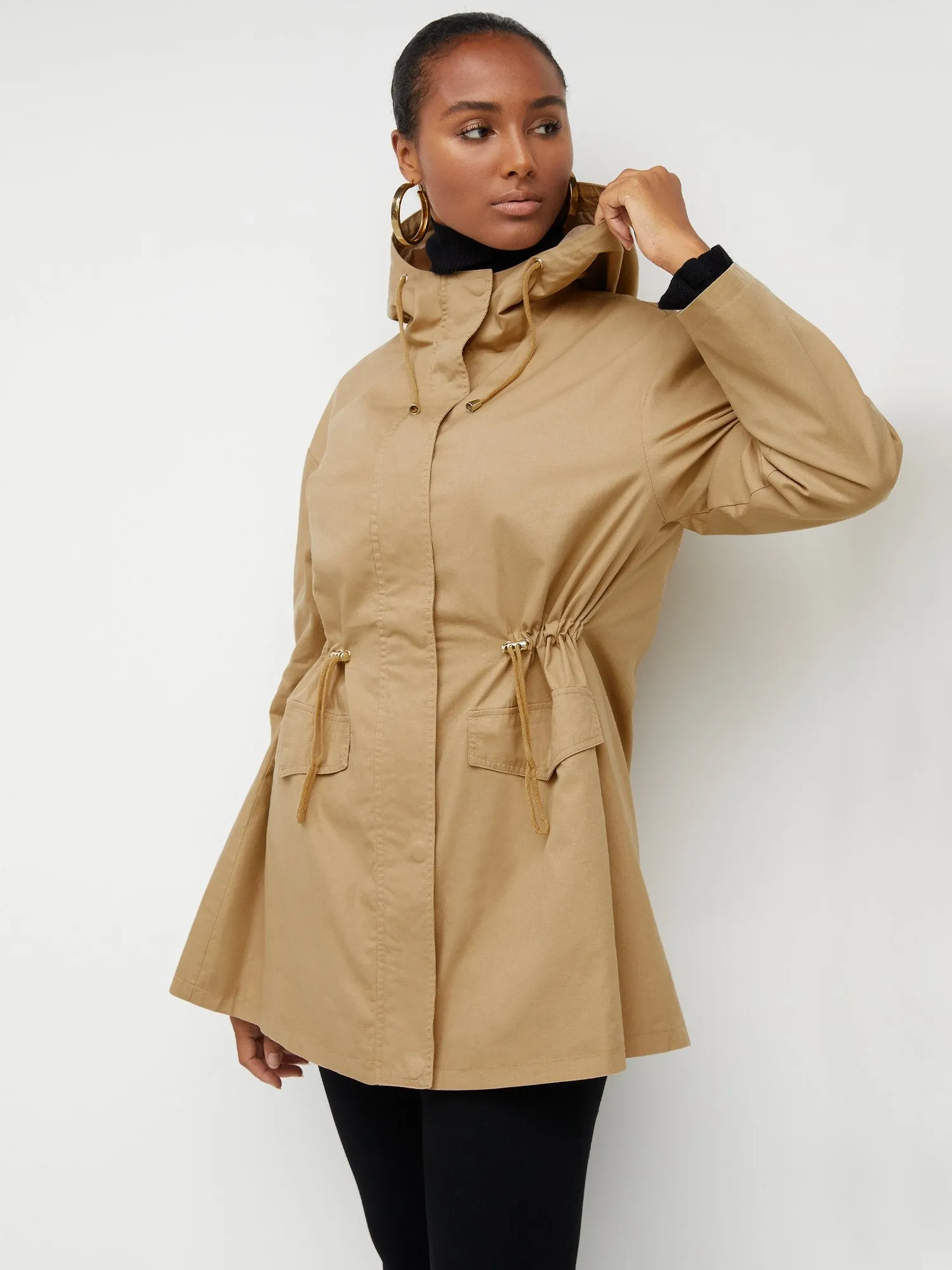 Cinched-Waist Oversized Anorak