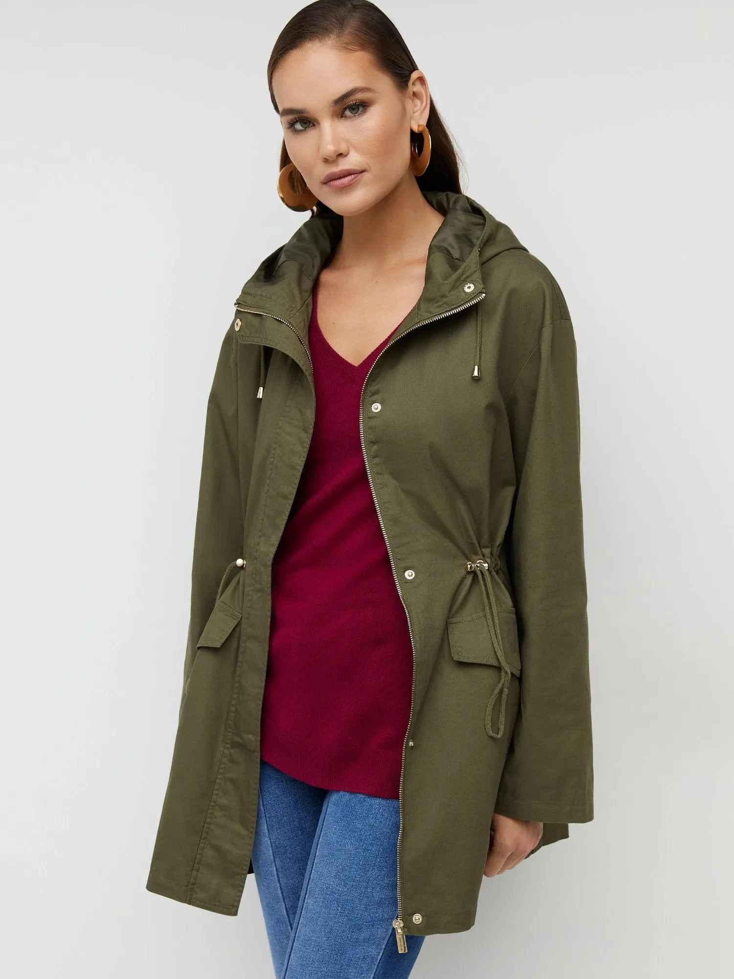 Cinched-Waist Oversized Anorak