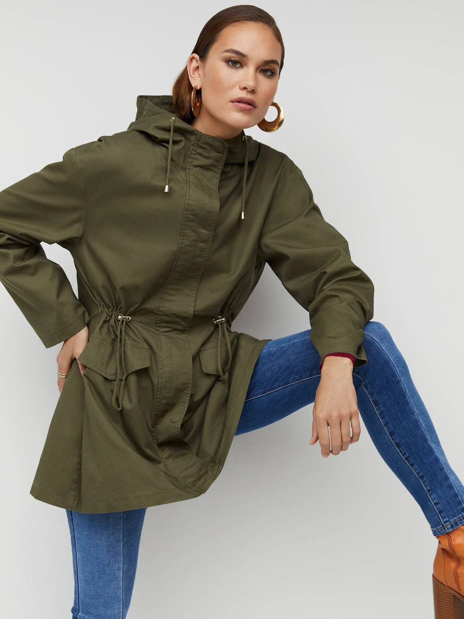 Cinched-Waist Oversized Anorak