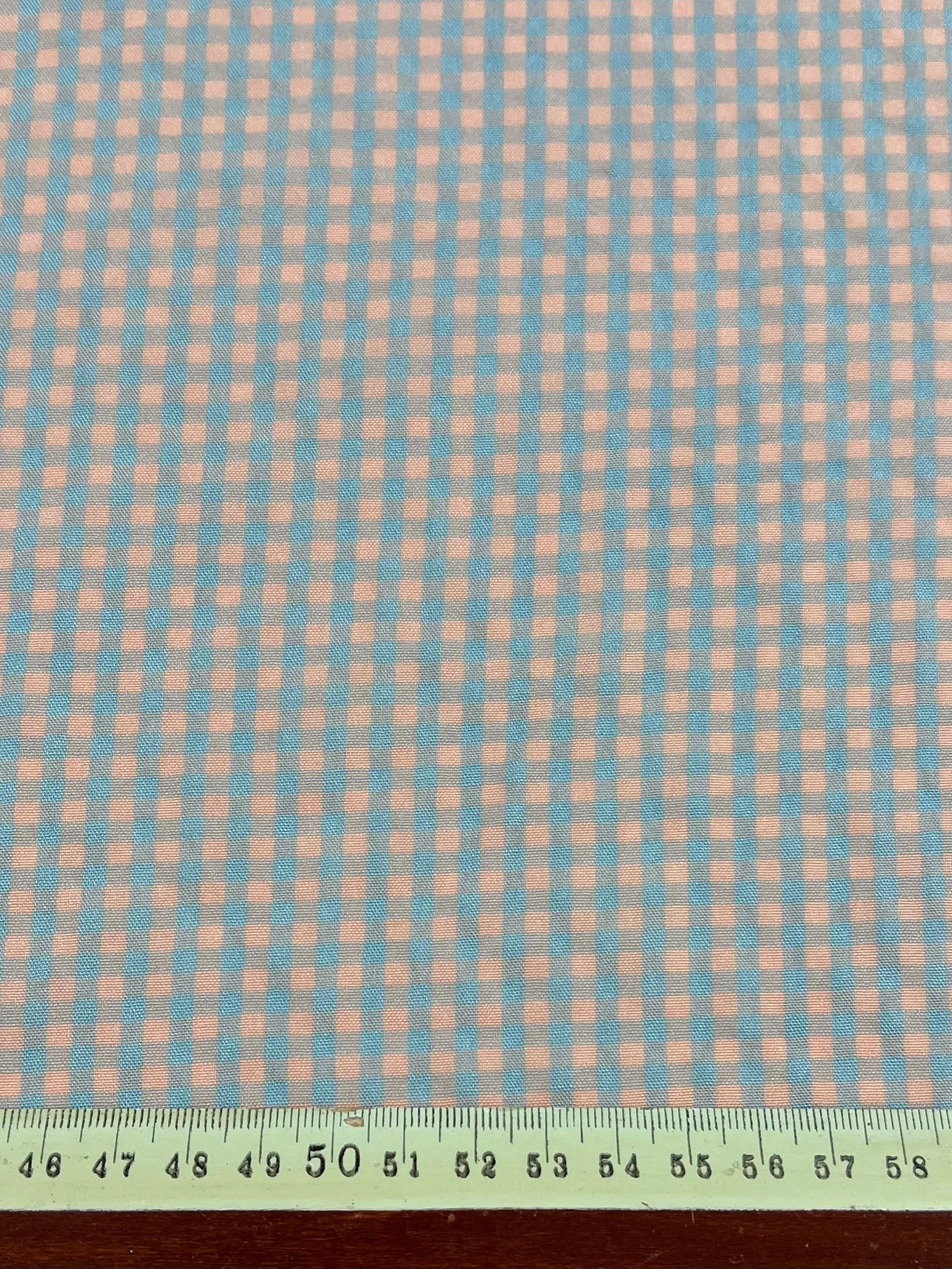 Cotton Poly - Mini Gingham Pale Pink & Blue - 150cm