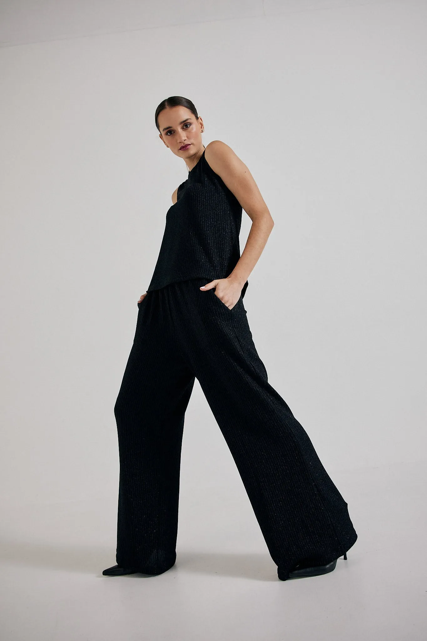 Disco Glitter Pants in Black