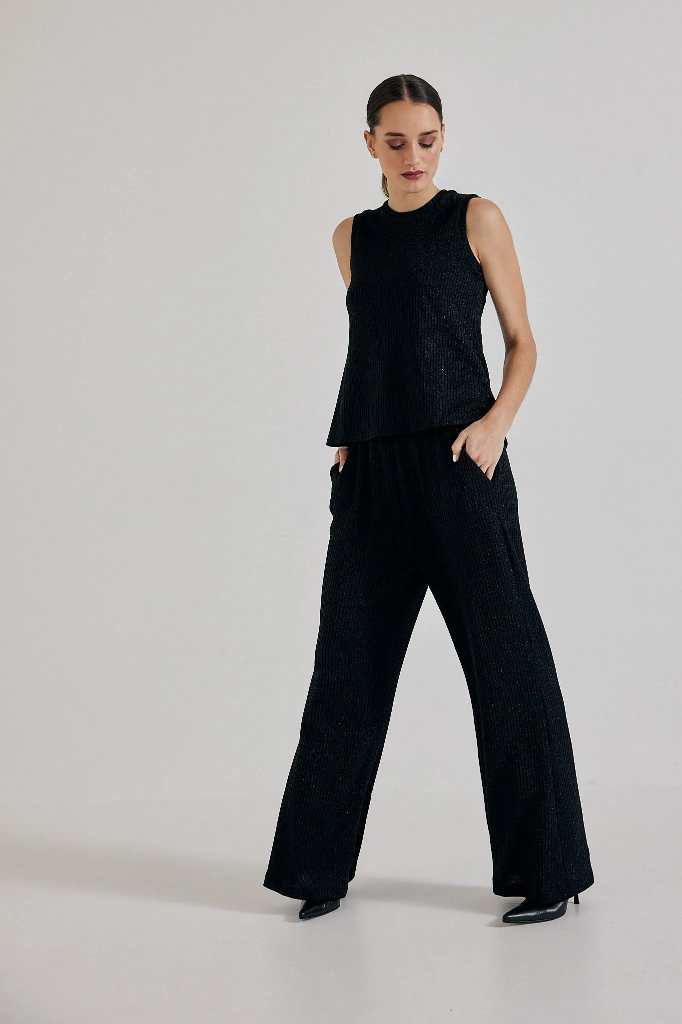 Disco Glitter Pants in Black