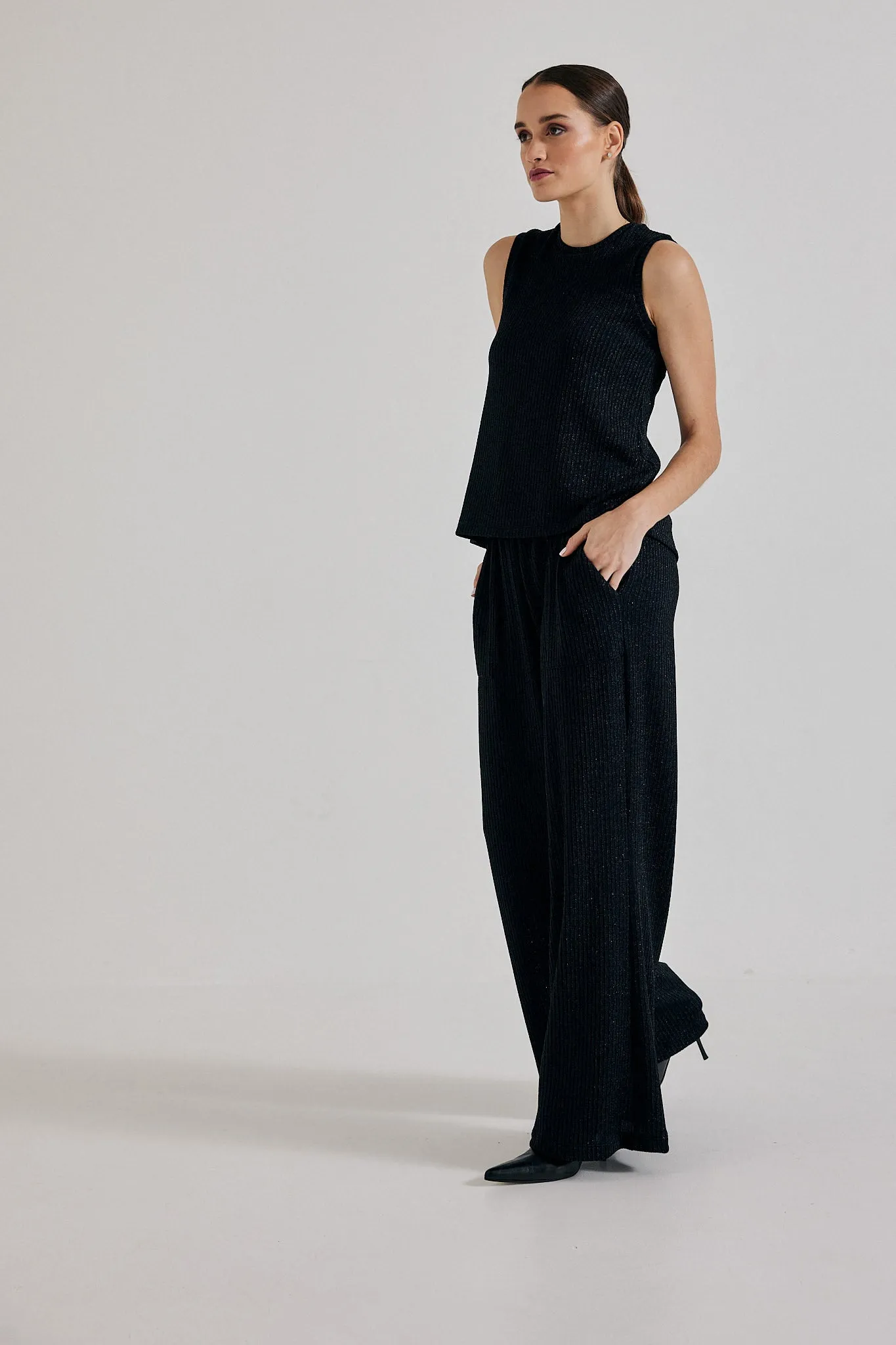 Disco Glitter Pants in Black