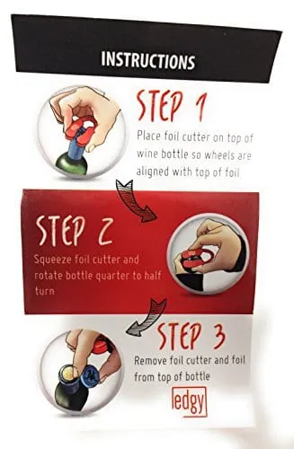 Edgy Wine Premium Wine Foil Cutter. Perfect Wine Bottle Opening Accessory For Wine Lovers. Red.