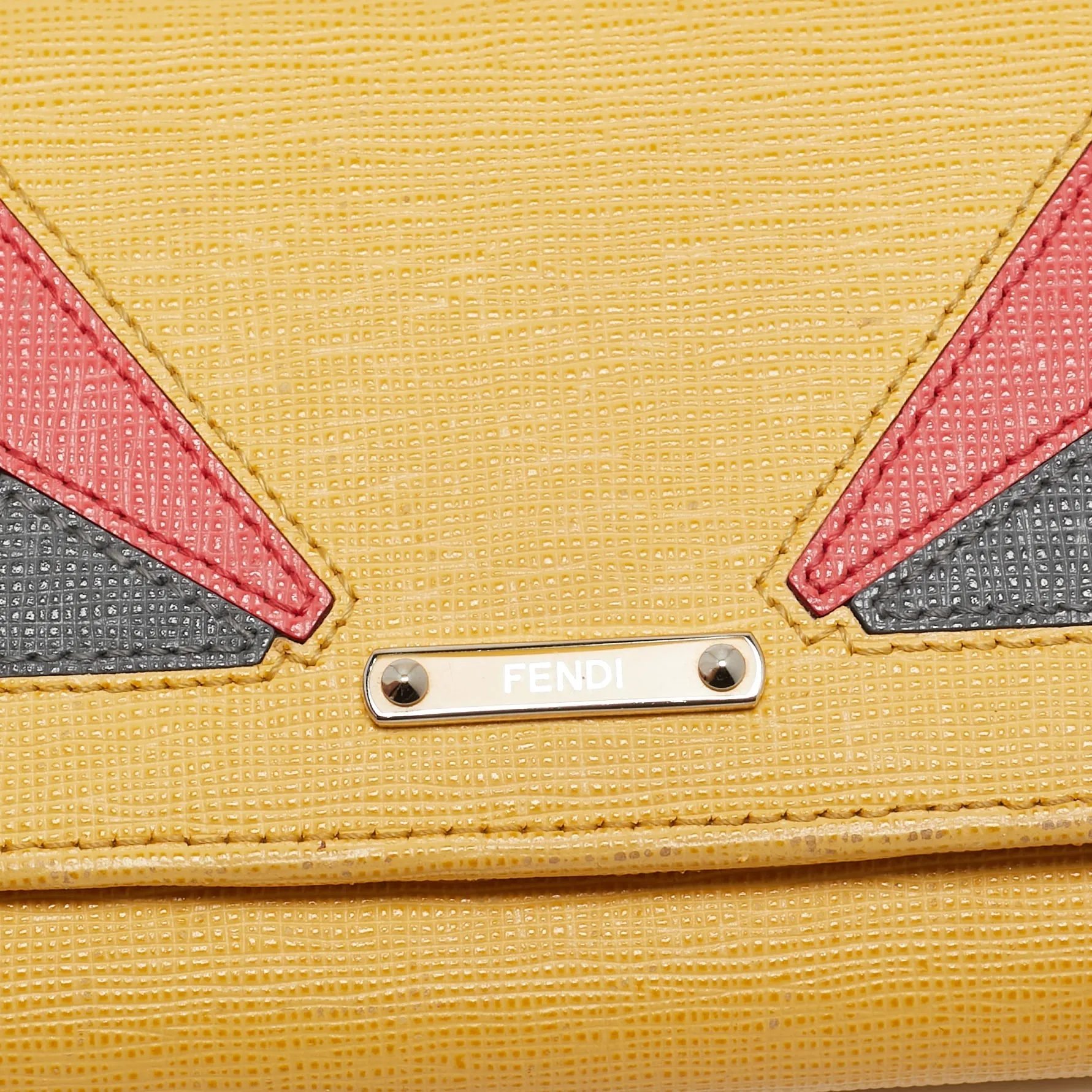 Fendi Multicolor Leather Eye Monster Flap Continental Wallet