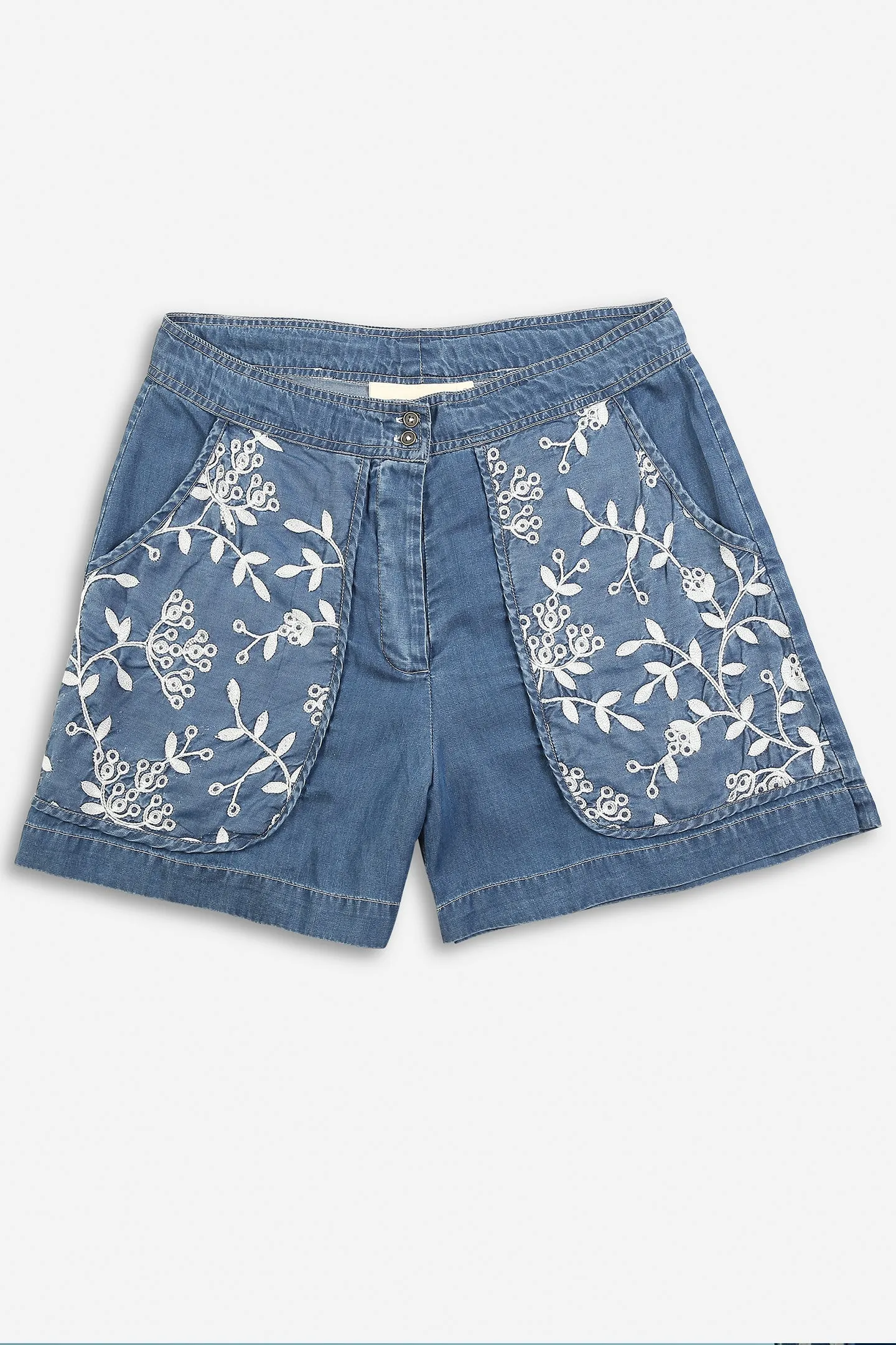 Flowery Days Shorts in Blue Denim
