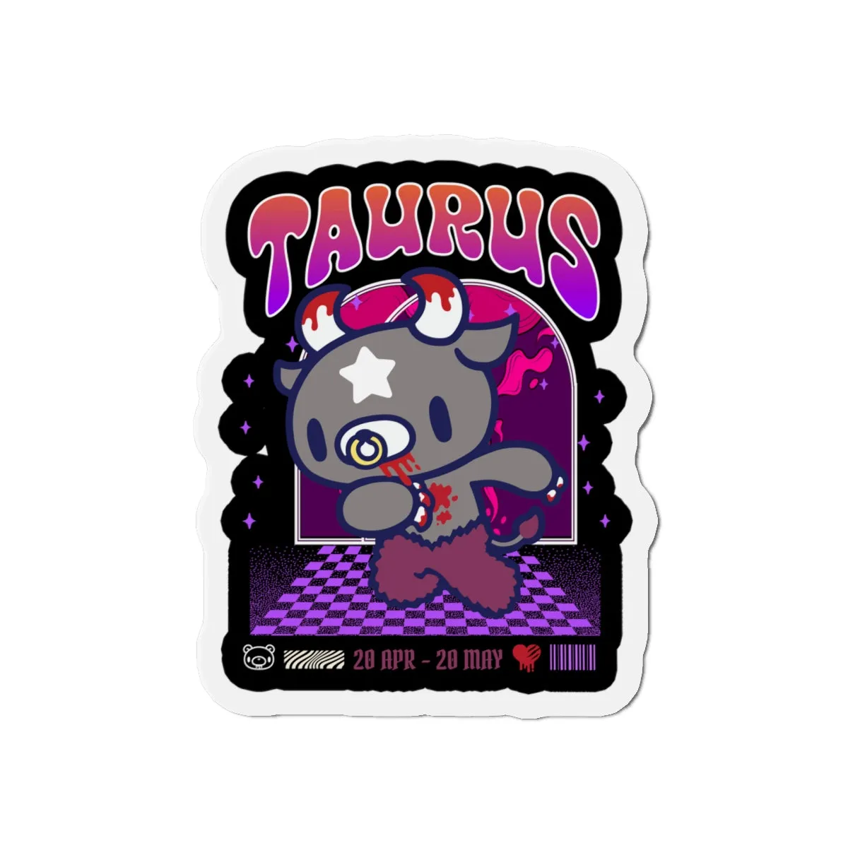 Gloomy Taurus Zodiac  Die-Cut Magnets
