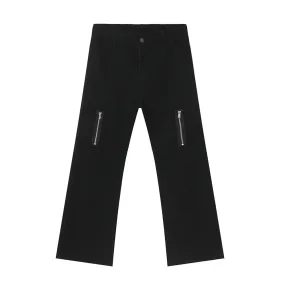 High Street Male Denim Pants Casual Zippers Patchwork Straight Wide Leg Male Loose Trousers Summer Chic 9C6382