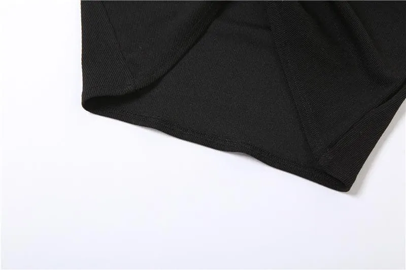 Hollow out sleeveless crewneck ruched solid crop cut out top