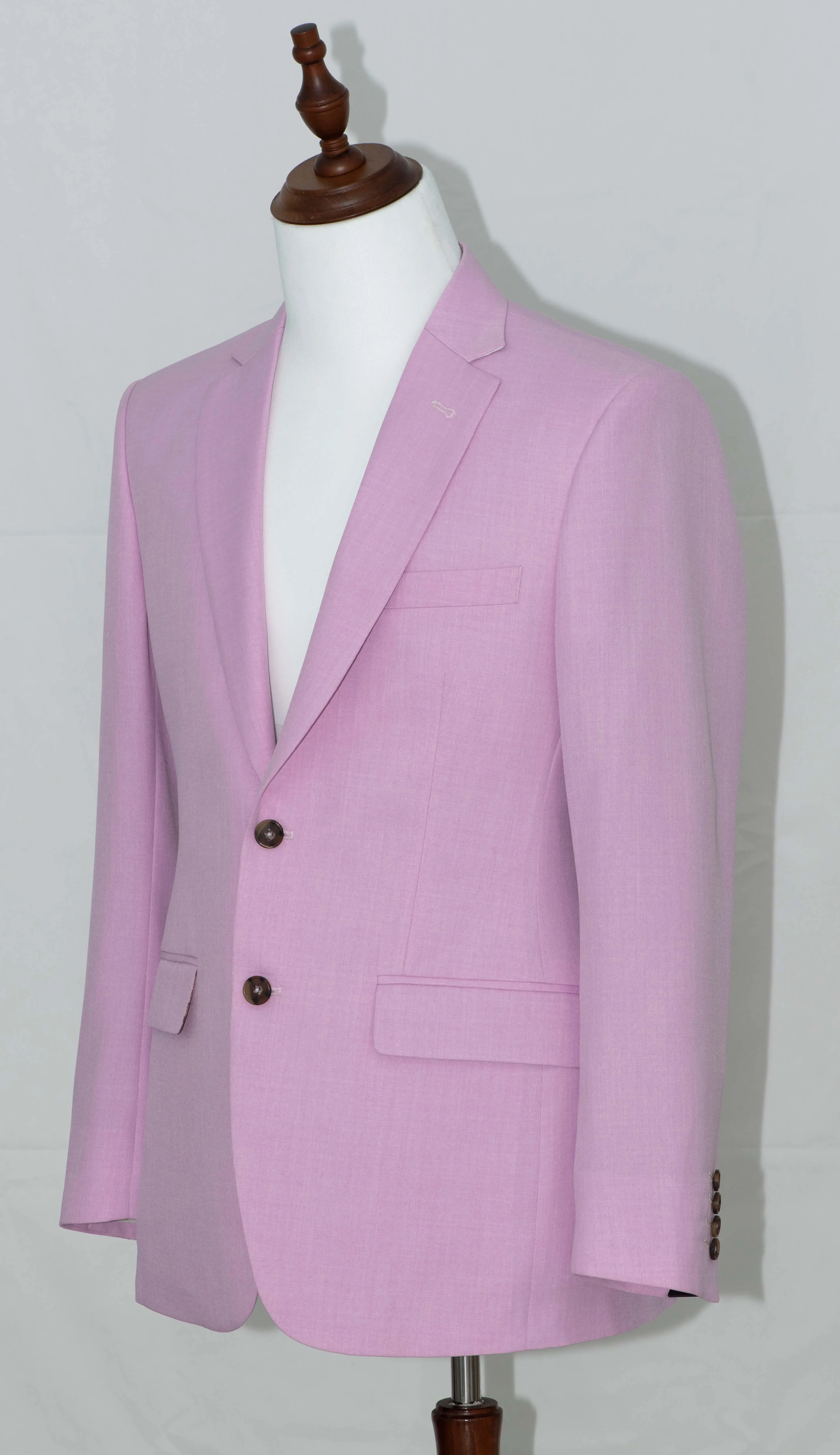 ITALIAN 120's WOOL NOTCH LAPEL PINK SLIM-FIT SUIT FOR MEN