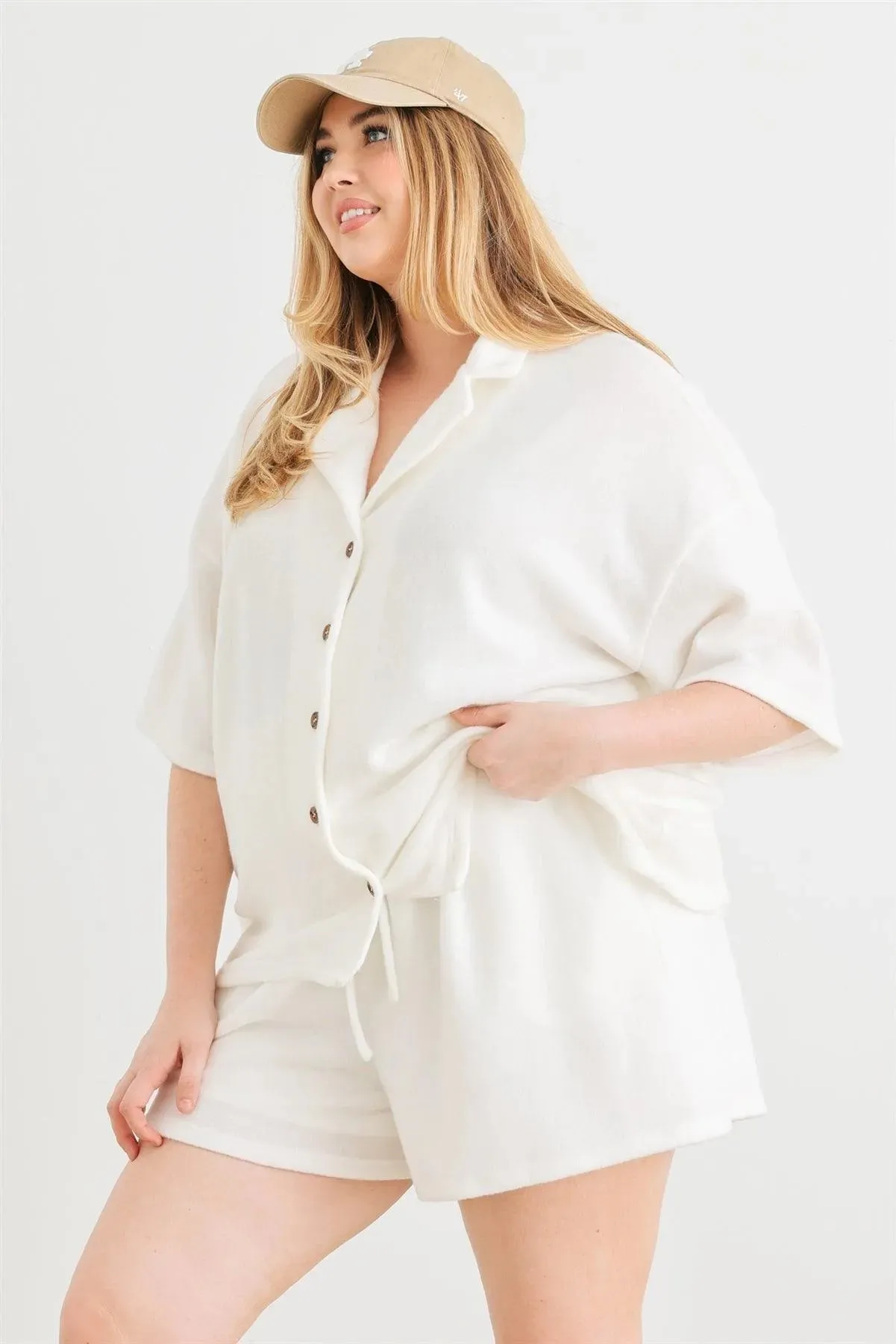 Junior Plus Size Soft Top & High Waist Shorts Set