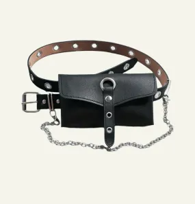 Leather Waist Bag with Chains