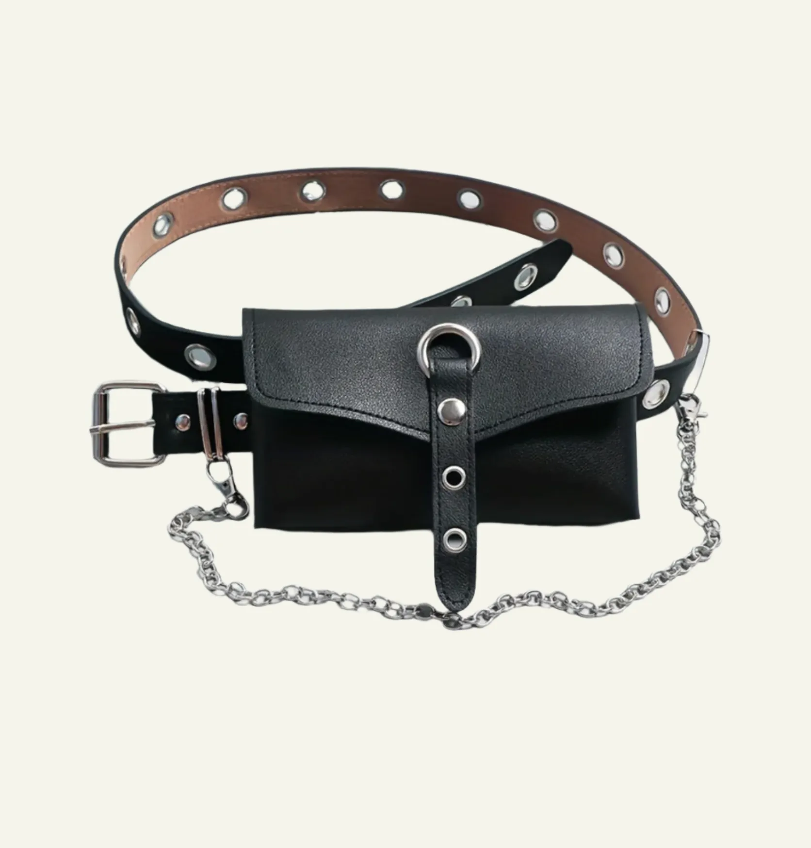 Leather Waist Bag with Chains