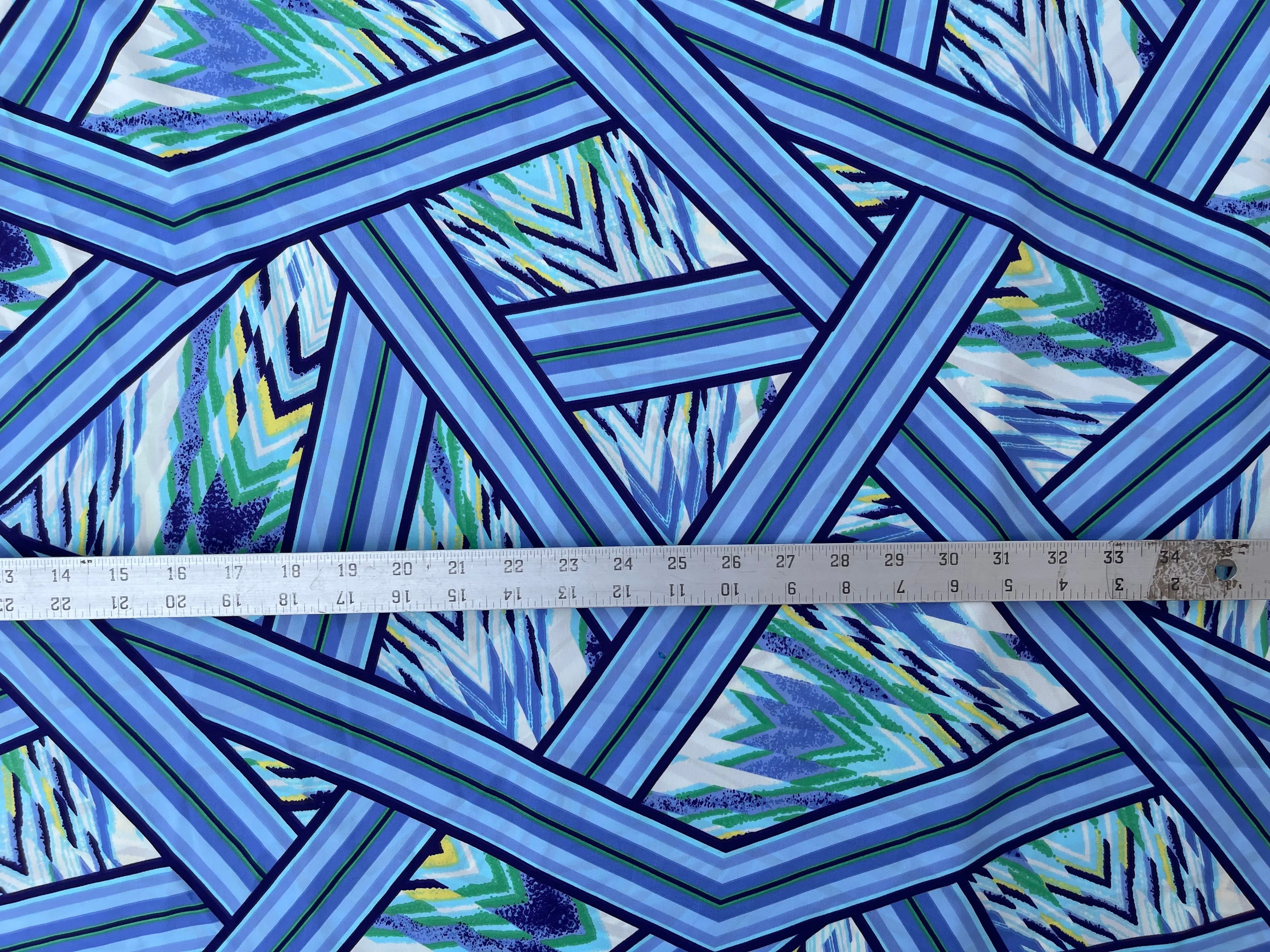 Lightweight  satin  fabric by the yard - Lavender light blue purple tribal chevron   print