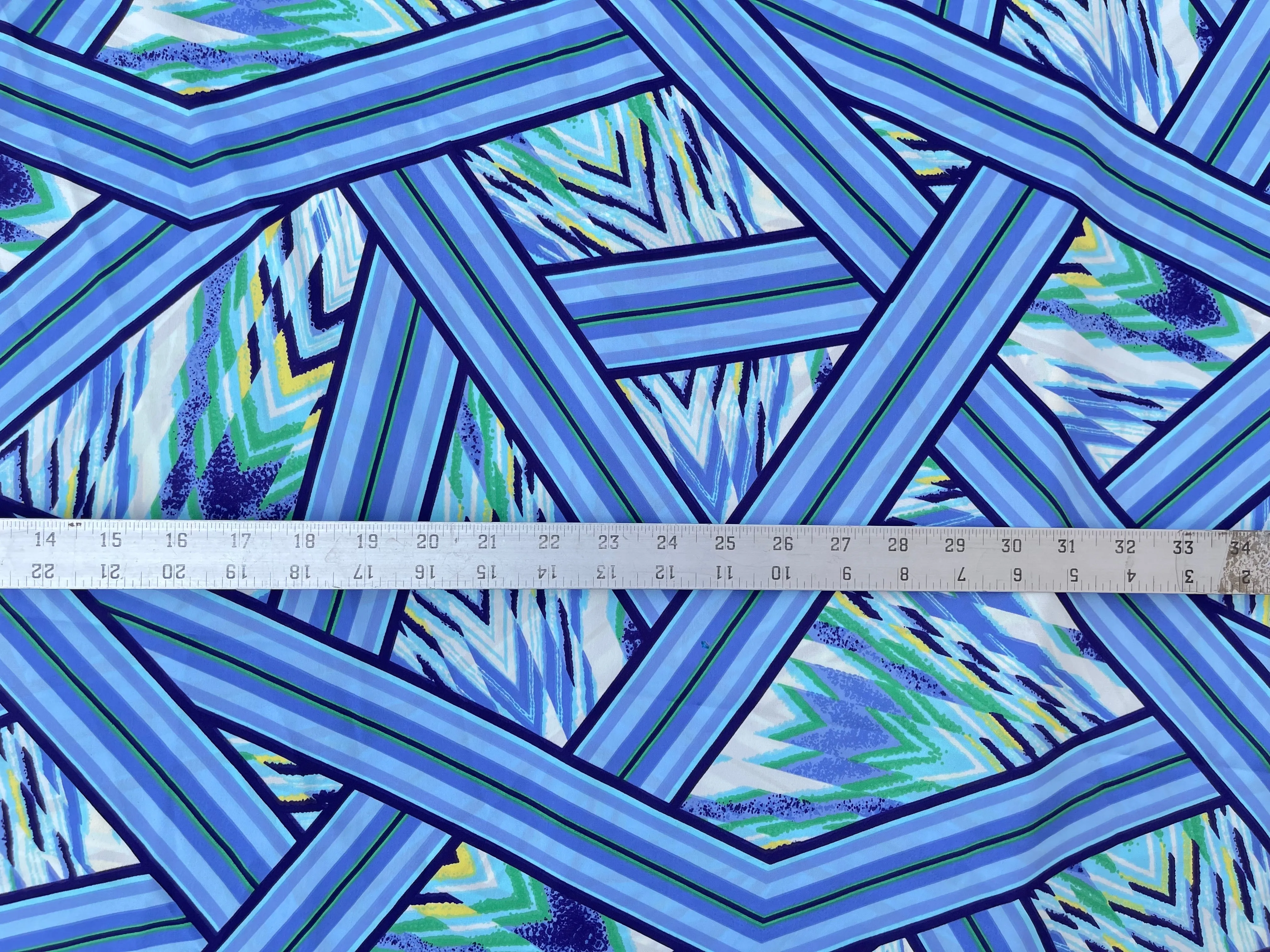 Lightweight  satin  fabric by the yard - Lavender light blue purple tribal chevron   print