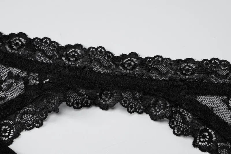 Long sleeve lace zip-up solid backless bustier patchwork top
