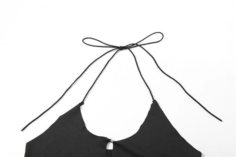 Long sleeve mesh high neck ruffle self tie solid 2 piece crop top