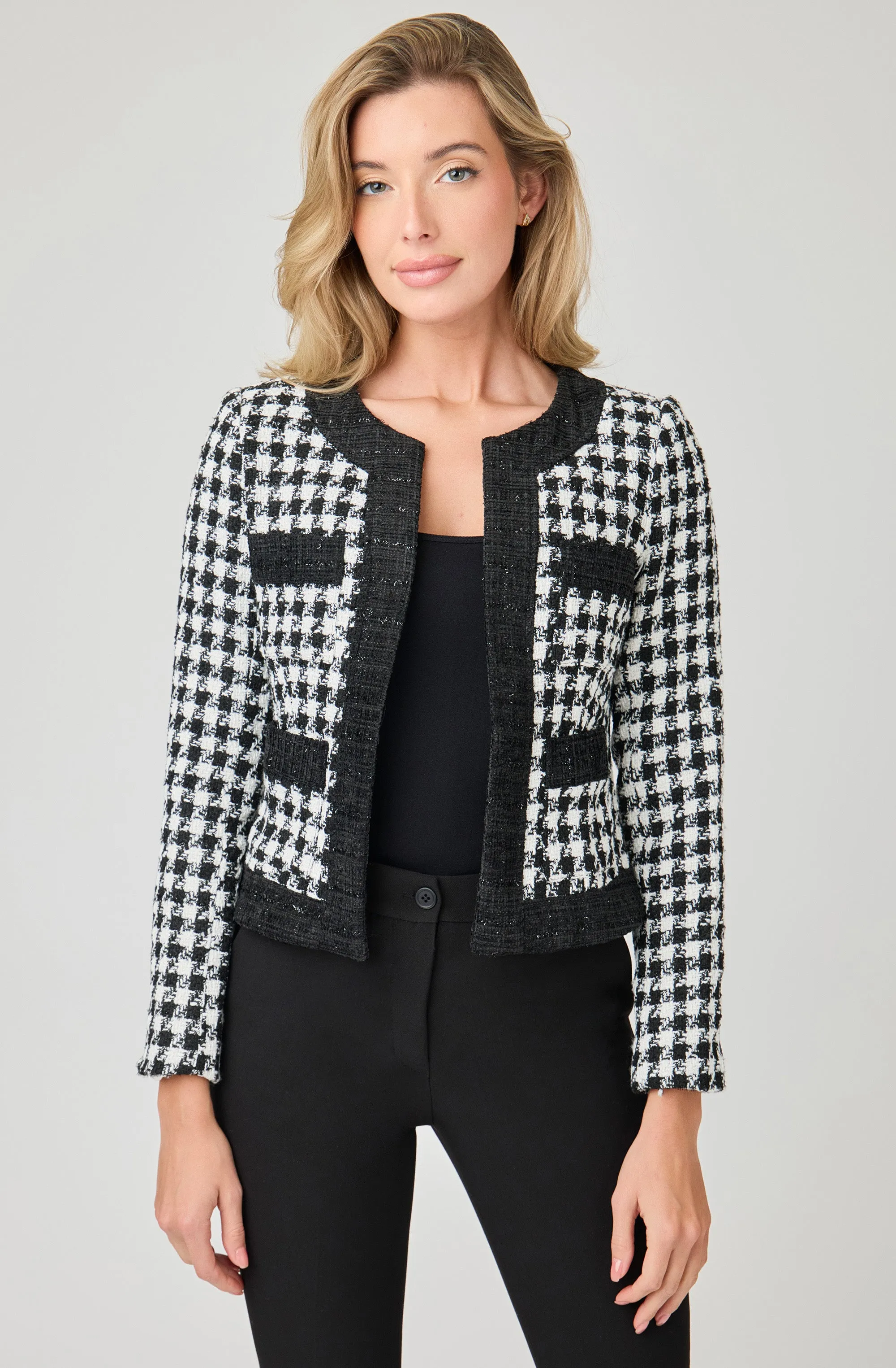 Lurex Bouclé Jacket with Contrasting Trim