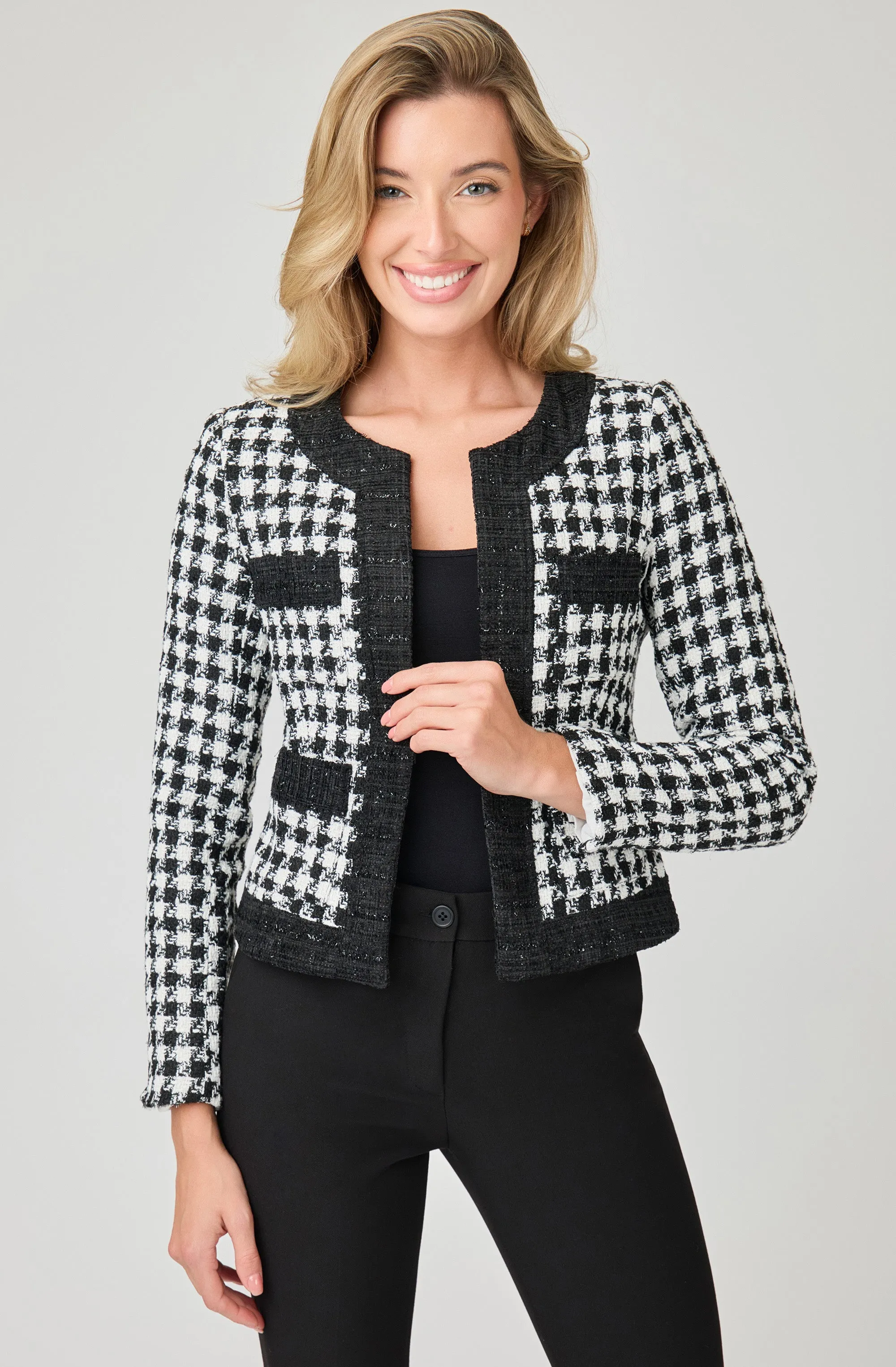 Lurex Bouclé Jacket with Contrasting Trim