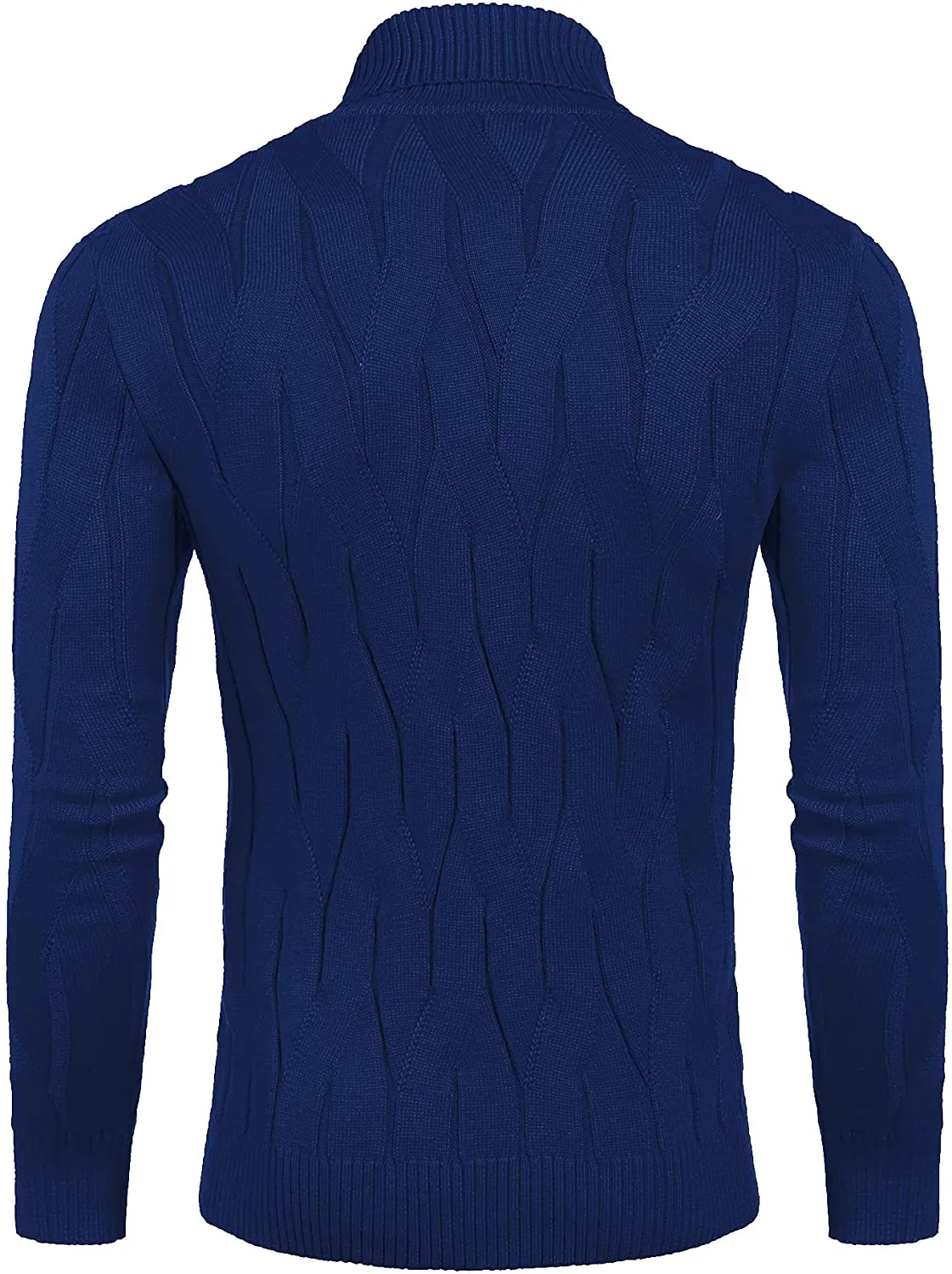 Men's Black Slim Fit Turtleneck Sweater Casual Knitted Pullover Sweater