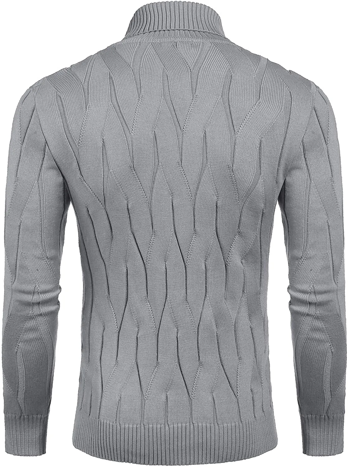 Men's Black Slim Fit Turtleneck Sweater Casual Knitted Pullover Sweater
