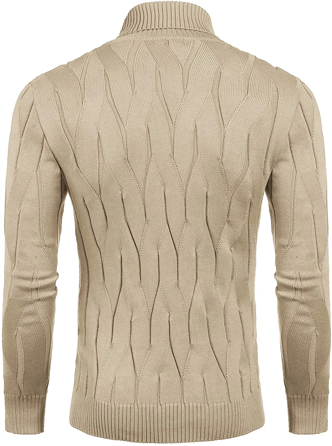Men's Black Slim Fit Turtleneck Sweater Casual Knitted Pullover Sweater