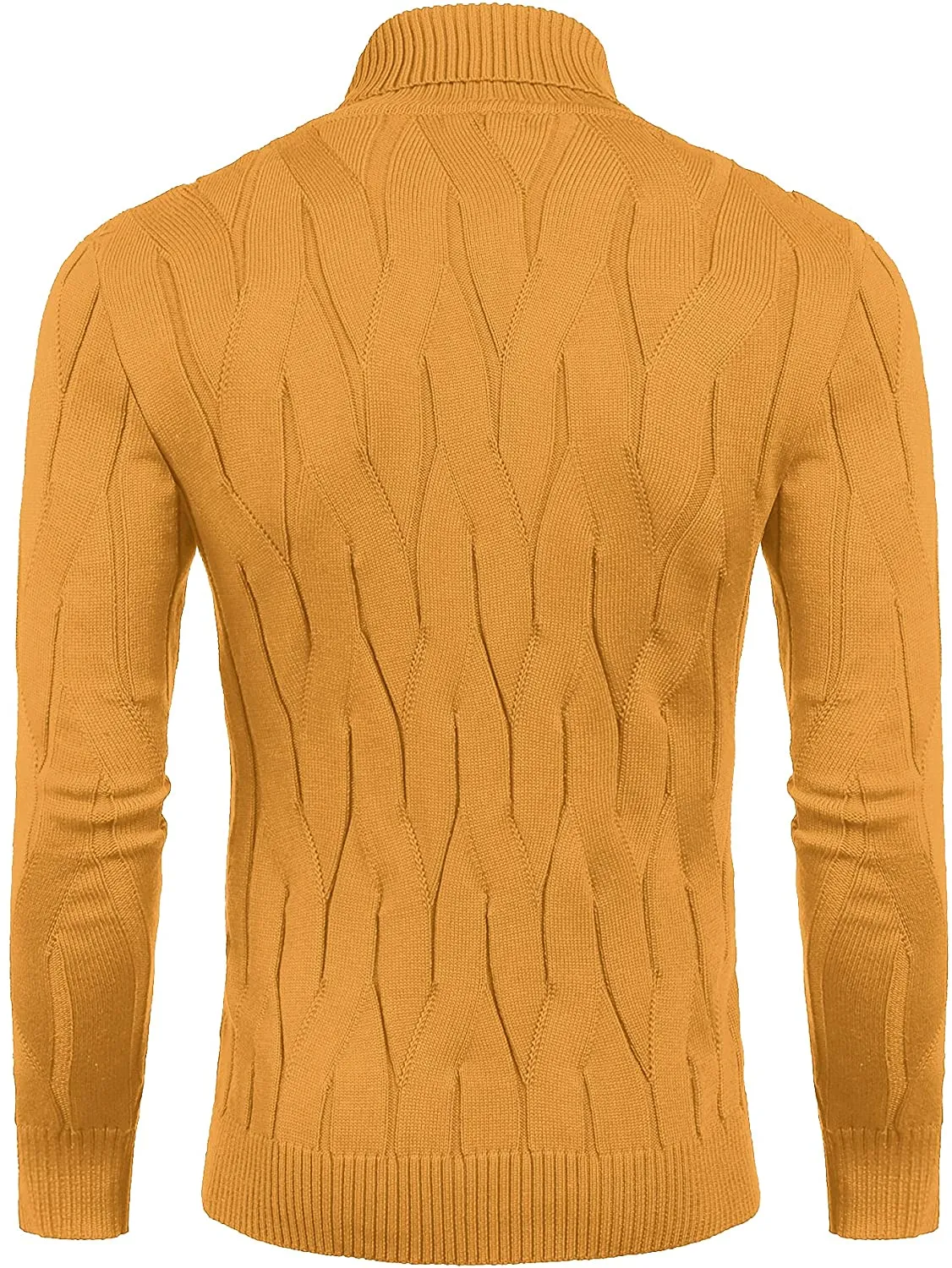 Men's Black Slim Fit Turtleneck Sweater Casual Knitted Pullover Sweater