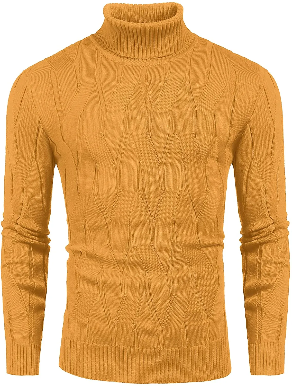 Men's Black Slim Fit Turtleneck Sweater Casual Knitted Pullover Sweater