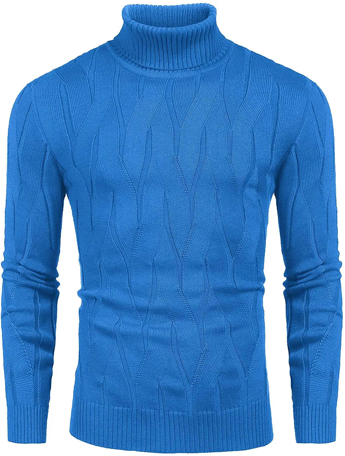 Men's Black Slim Fit Turtleneck Sweater Casual Knitted Pullover Sweater