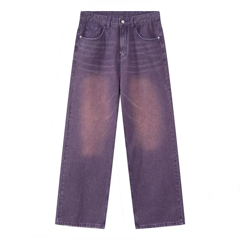Men's Jeans New Korean Personality Straight Wide Leg Pants Fashion Autumn Winter Vintage Male Trousers 9A5577