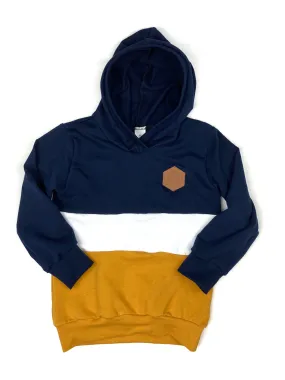 Navy/Mustard Color Block Hoodie