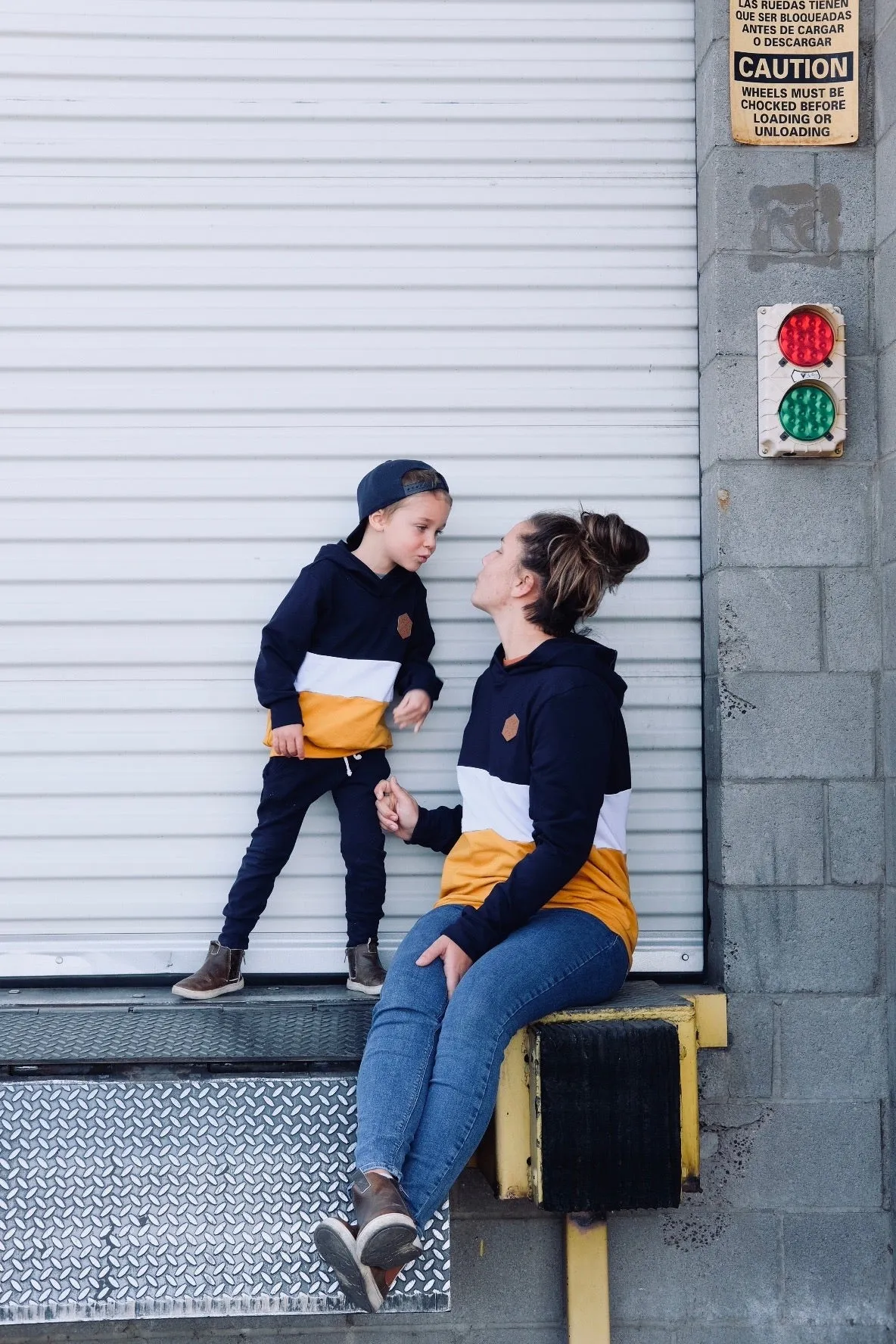 Navy/Mustard Color Block Hoodie