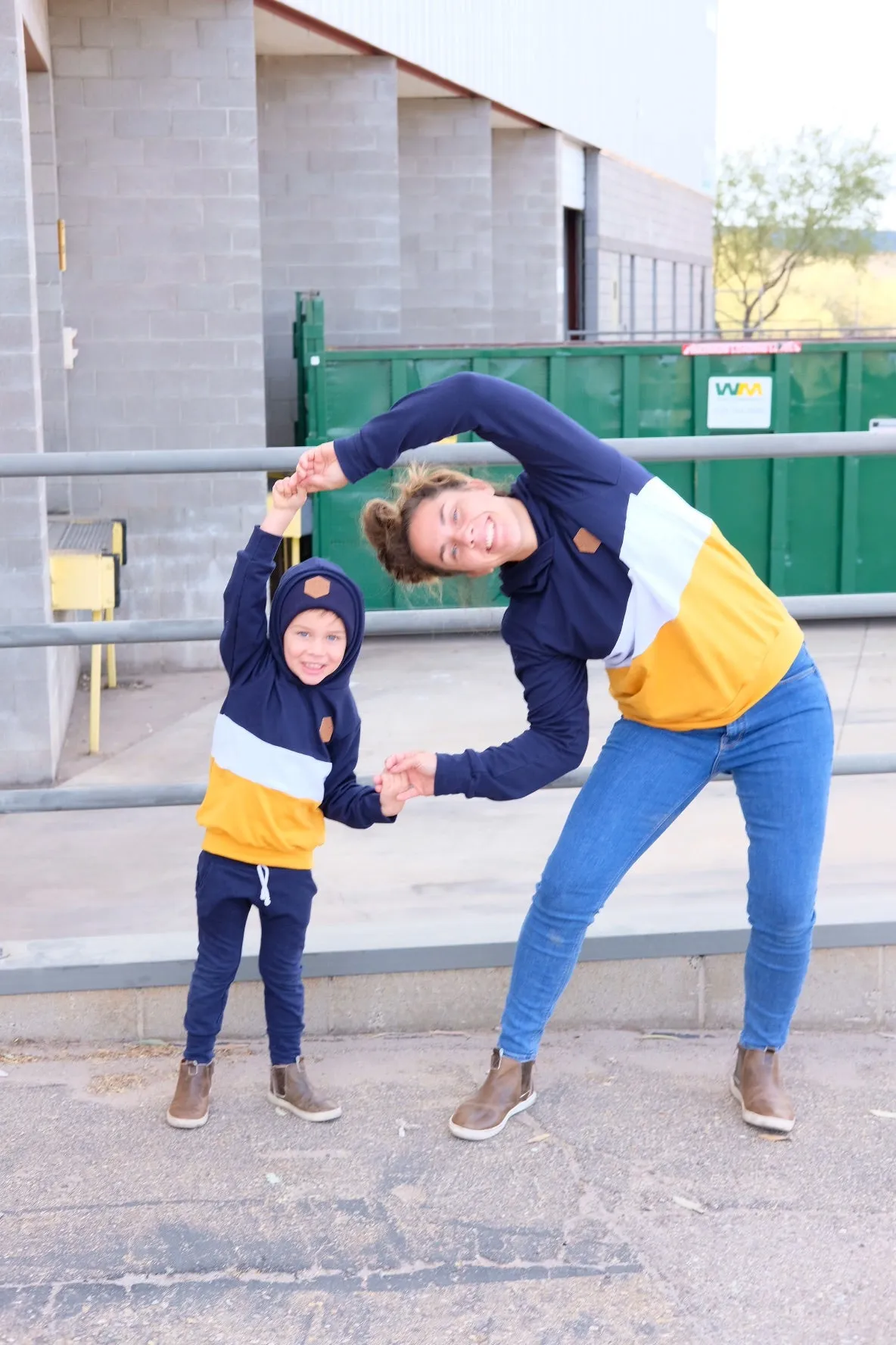 Navy/Mustard Color Block Hoodie