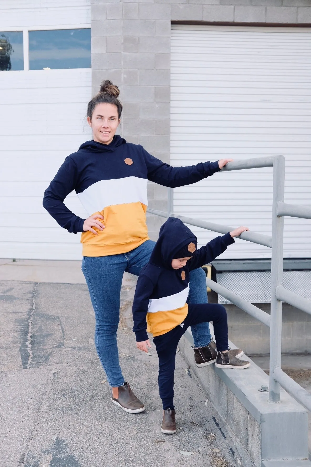 Navy/Mustard Color Block Hoodie
