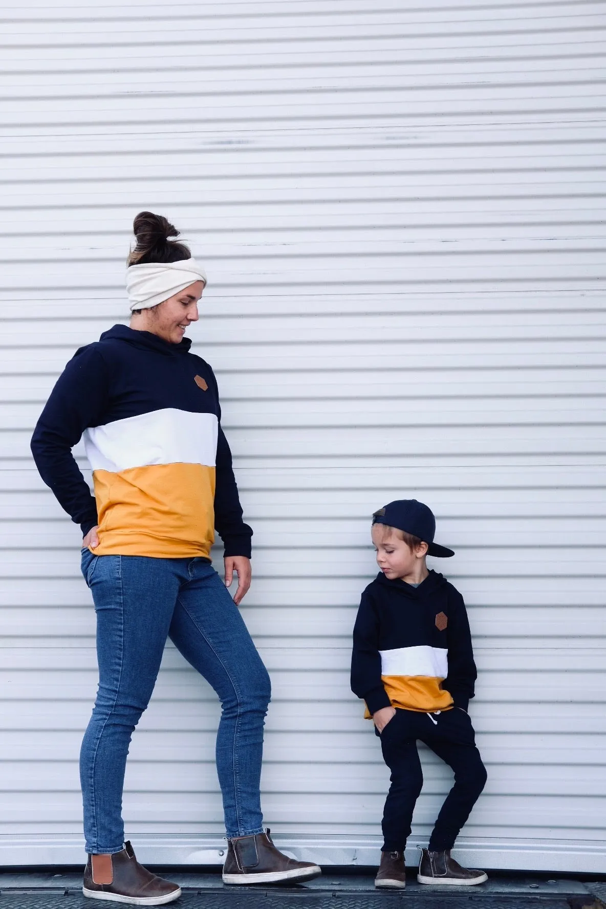 Navy/Mustard Color Block Hoodie